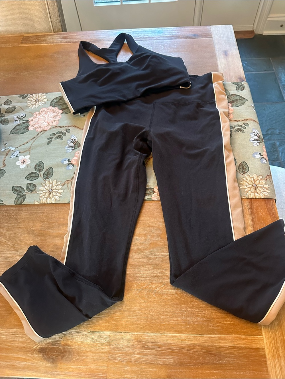 all in motion Black Track Pants with Tan Side Stripe - Picture 3 of 6